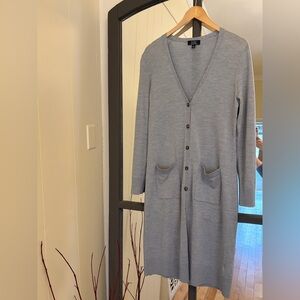 Merino Wool Lightweight Grey Duster Long Cardigan